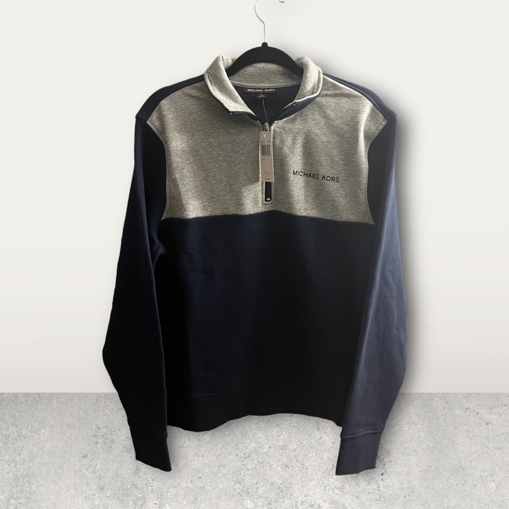 Michael Kors Men’s Collared Sweatshirt Size Navy&Grey Medium